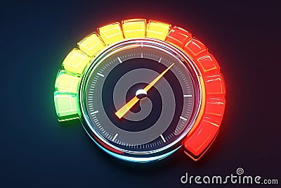 Dynamic credit rating 3D round control panel icon with speedometer Stock Photo