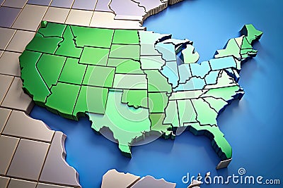 Dynamic 3D Animated Map of Michigan Exploring State Geography and Compositional Design Principles Stock Photo