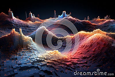 Dynamic 3D Data Streaming Viz Stock Photo