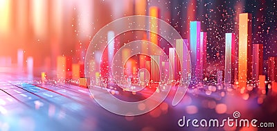 Dynamic 3D Financial Dashboard Displaying Vibrant Graphs and Data Stock Photo