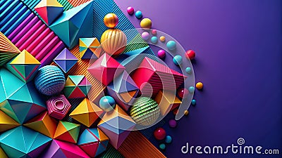 Dynamic 3D Geometric Background Design A Vibrant Exploration of Abstract Forms with Intricate Intersections and Bold Stock Photo