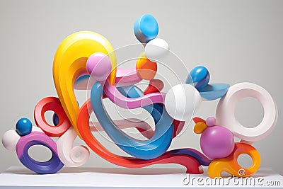 Dynamic 3D Render: Abstract Urethane Paint Sculpture, a Powerhouse of Strength and Elegance in Curved Form Stock Photo