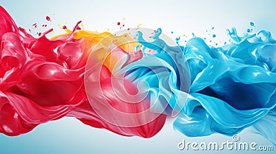 Dynamic 3d visualization of vibrant paint streams creating intricate swirls and eddies on a surface Stock Photo