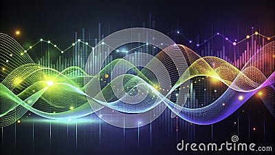 Dynamic Data Visualization Abstract Waveforms Vibrant Colors Trends for Modern Business Insights Stock Photo