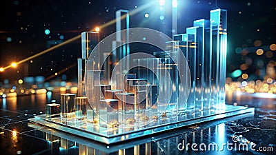 Dynamic Data Visualization Exploring Futuristic Abstract Graph Design with Glass and Metal Stock Photo