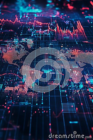 Dynamic Data Visualization: Global Technology Trends and Analytics Insights Stock Photo