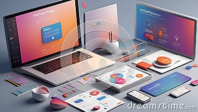 Dynamic Design Canvas: Versatile UI UX Palette. AI generate Stock Photo