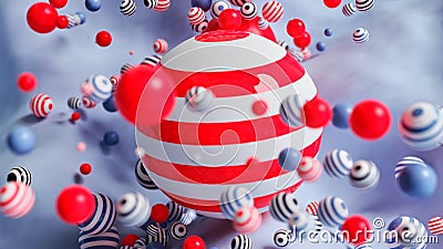A dynamic display of colorful spheres in motion with vibrant stripes and intricate patterns for visual appeal Stock Photo
