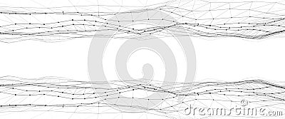 Dynamic double wave with connected dots and lines on a white background. Digital wave background concept. Abstract technology Vector Illustration