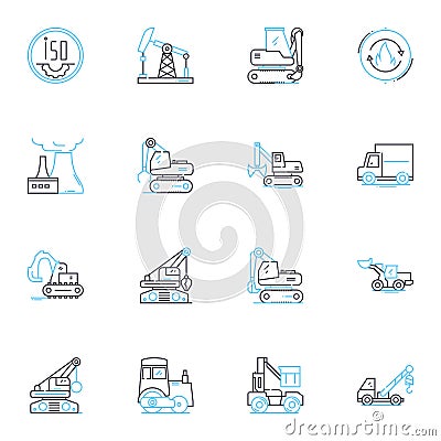 Dynamic energetic linear icons set. Vibrant, Animated, Exuberant, Fierce, Spirited, Electrifying, Lively line vector and Vector Illustration
