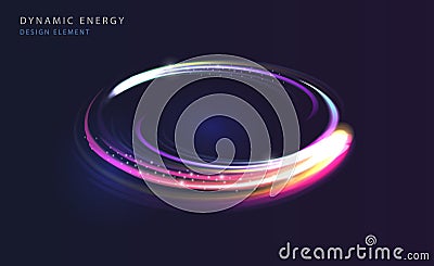 Dynamic energy abstract background flowing lights in circle shape Vector Illustration