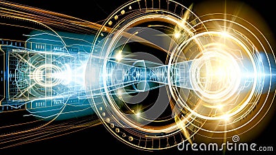 Dynamic energy flow with abstract light patterns and futuristic elements concept Stock Photo