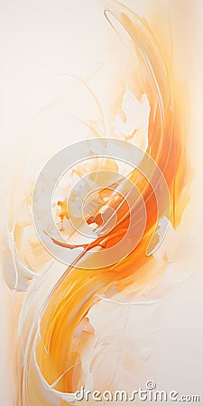 Dynamic Energy Flow: Abstract Orange And White Painting Stock Photo
