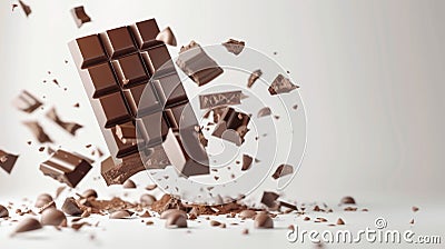 Dynamic Exploding Chocolate Bar Generative AI Stock Photo
