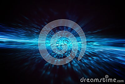 Dynamic explosion of blue energy Stock Photo