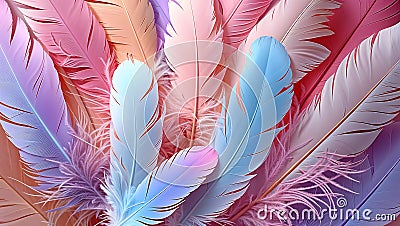 Dynamic Feather Array with Layered Overlapping Pattern for Depth Stock Photo