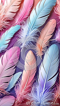 Dynamic Feather Array with Layered Overlapping Pattern for Depth Stock Photo