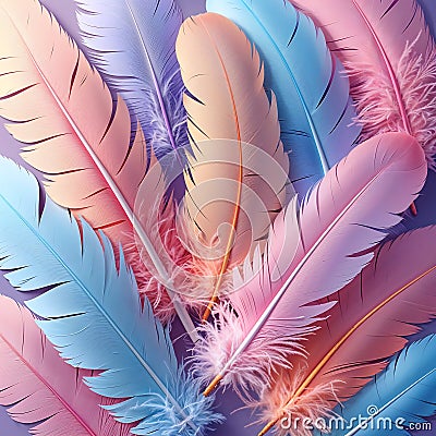 Dynamic Feather Array with Layered Overlapping Pattern for Depth Stock Photo