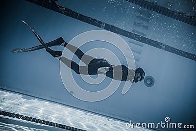 Dynamic With Fins (DYN) Performance from Underwater Editorial Stock Photo