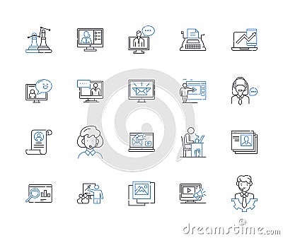 Dynamic firm line icons collection. Agile, Innovative, Adaptive, Versatile, Transformative, Robust, Progressive vector Vector Illustration