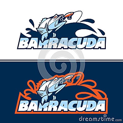 Dynamic fish logo in pursuit of bait Vector Illustration