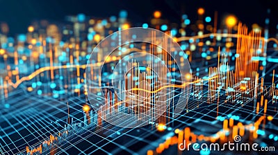 A dynamic flowing data technology background symbolizing chaotic information streams, visualizing the complexity and Stock Photo