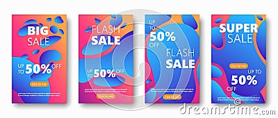 Dynamic Fluid Sale Banners. Sale Banner Template Design For Mobile Web Design Super Big Flash Sale Special Offer Modern Cover Broc Vector Illustration