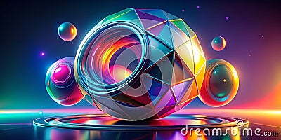 Dynamic Futuristic Colorful Shape Render Generative AI Stock Photo