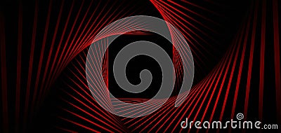 Dynamic Geometric 3D Tunnel with Converging Red Lines Creating Illusion of Depth and Movemen Stock Photo
