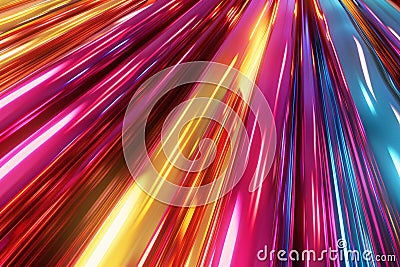 dynamic glossy, reflective metal pipes, vibrant metallic sheen movement lines, , colorful abstract background, energy, excitement Stock Photo