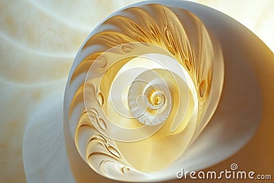 dynamic golden spiral continuously twisting and expanding, creating a smooth animated background Stock Photo