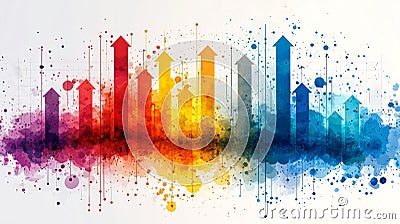 dynamic graph features overlapping arrows rainbow gradients white background symbolizing various aspects growth. design Stock Photo