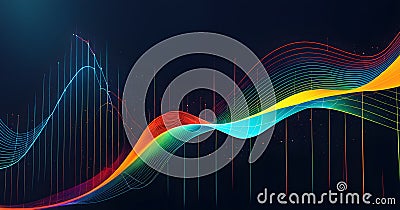 dynamic graph with fluctuating data points in vibrant colors Stock Photo