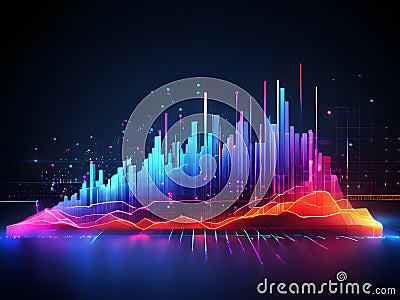 dynamic graph with fluctuating data points in vibrant colors Stock Photo