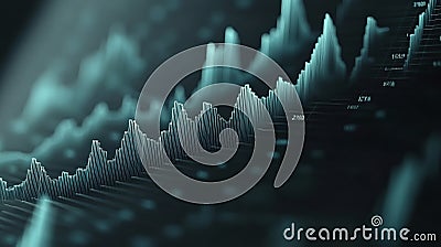 Dynamic graph visualization, exploring interconnected data relationships and patterns on a dark background Stock Photo