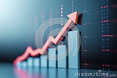 Dynamic growth chart visualization showcasing upward trend in data analysis and business performance metrics Stock Photo