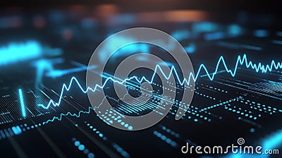 Dynamic heartbeat pulse monitoring system with blue wave signal and luminous ecg visualization Stock Photo