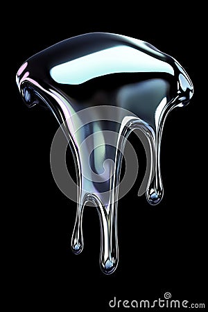 Dynamic Holographic Blob Shape in Liquid Form with Melted Appearance and Unique Texture Stock Photo