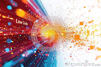 Low code visual representation with coding symbols and vibrant colors conveying digital innovation Cartoon Illustration