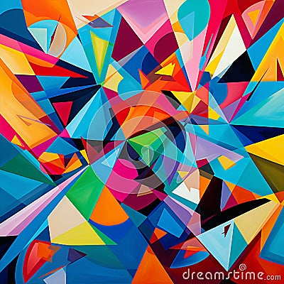 Dynamic Interplay of Vibrant Geometric Forms Stock Photo