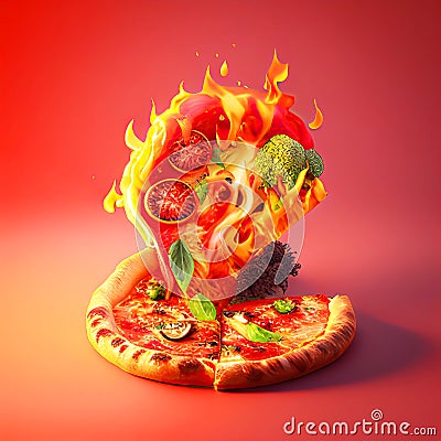 Dynamic Italian Pizza View Generative AI Illustration Cartoon Illustration