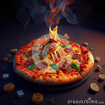 Dynamic Italian Pizza View Generative AI Illustration Cartoon Illustration