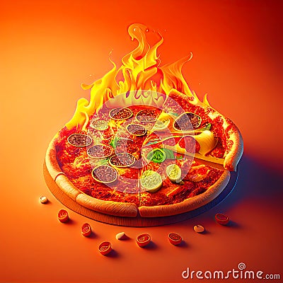 Dynamic Italian Pizza View Generative AI Illustration Cartoon Illustration