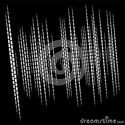 Dynamic lines pattern. Stripes half-tone element. Dashed, segments vertical straight streaks, strips. Linear, lineal design Vector Illustration