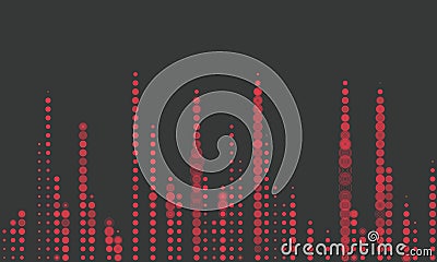 Dynamic lines with red dots, circles and discs on dark graphite background. Stock Photo