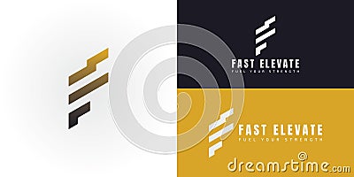 The dynamic logo design features the initials FE creatively integrated into a stylized, fragmented, and diagonal form Vector Illustration