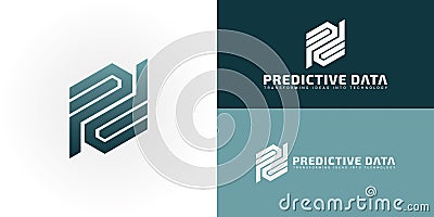 The dynamic logo design features the initials PD creatively integrated within a striking hexagonal shape Vector Illustration