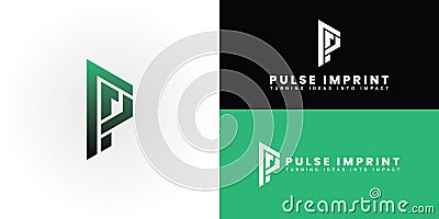 The dynamic logo design features the initials PI creatively integrated within a triangular shape Vector Illustration