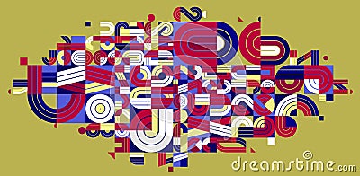 Dynamic messy abstract vector design composition, minimal lined modern art. Vector Illustration