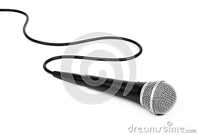 Dynamic mic with a curled cable Stock Photo